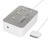 PinPle® 30 Pin to 3 USB 2.0 HUB + SD(HC)/MS/TF/M2 Card Reader - Multifunction Camera Connection Kit for iPad 2 3