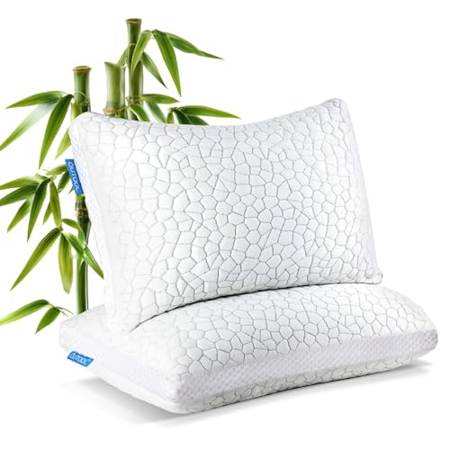 Shredded Memory Foam Pillows 2 Pack, Rayon Derived from Bamboo...
