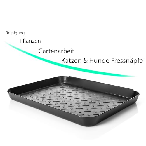 BigDean 3 Stück Schuhabtropfschale 27x35cm Anthrazit Schuhmatte für zu Hause – Schuhablage aus bruchfestem Kunststoff