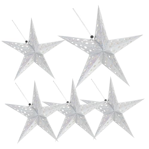 WOONEKY 5Pcs Silver Hanging Lampshade Decor for Weddings and Birthdays Durable Light Shade Accessories for Ceiling Decoration for Star Themed Parties