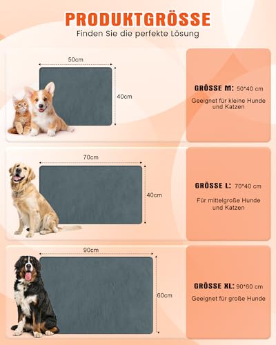 petnf Heizkissen für Haustiere im Freien, wasserdichtes elektrisches Heizkissen, automatische Temperaturregelung, bissfestes Kabel, ideal für Hundebetten, Katzenhäuser, Zwinger-Grau 40 * 50cm