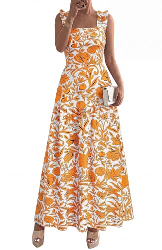 Image of BTFBM Dresses for Women Summer 2026 Formal Sleeveless Smocked Floral Long Wedding Guest Dress Party Spring