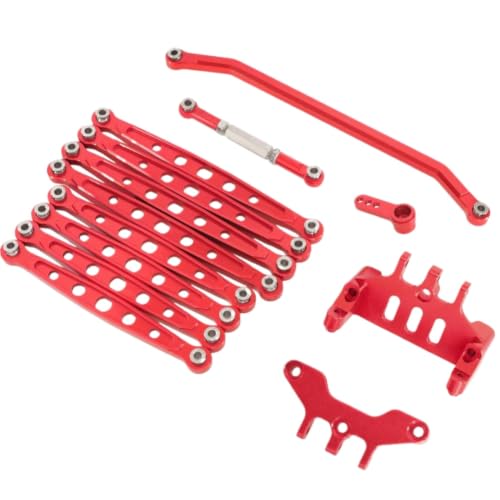 Varilla de chasis de aluminio y dirección para coche RC MN128 G500 en color rojo