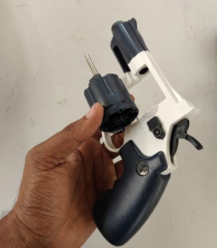 Image of Revolver Toy Gun| Real Looking Plastic Airsoft Gun Pistol Fully Automatic | 12 Bullet Shell' and 50 Bullets Included(Blue+White)
