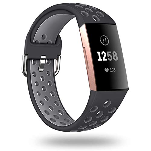 Sport Bands Compatible with Fitbit Fitbit Charge 3/ Fitbit Charge 4/ Charge3 SE, Replacement Wristbands for Women Men Small Large, Soft Waterproof Breathable Watch Replacement Strap