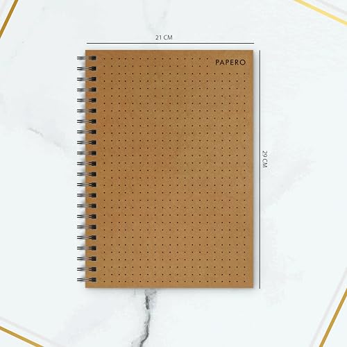 Image of PaperO Professional A4 Dot Grid Notebook | 5MM Dot Design | A4 Size (8.5 x 11 inches) | Ideal for Architects & Designers | Kraft Cover | 100 Pages | (Black)