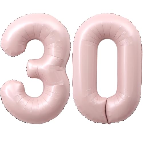 Image of 40 Inch Light Pink Number 30 Balloon 0-9 30th Foil Big Giant | Digital for Birthday Anniversary Graduation Decorations