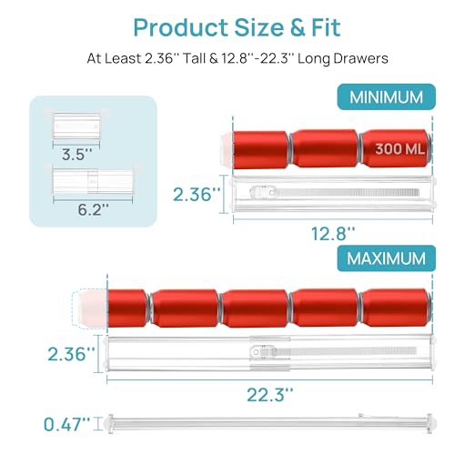 Image of Vtopmart 2.36 inch Drawer Dividers with Expandable Inserts, 12.8 inch-22.3 inch Adjustable Kitchen Drawer Organizer, Clear Plastic Organizer Separator for Flatware, Utensil, Cutlery, 8 Dividers with 14 Inserts