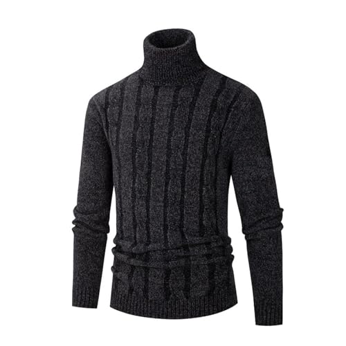 Mens Turtleneck Sweater Chunky Cable Knit Winter Comfort Twisted Pullover Long Sleeve Warm Thermal Sweaters