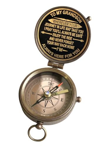 Brújula de Latón con Grabado para Nieto, Regalo Significativo miniatura 2