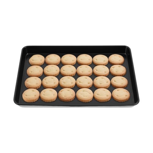 Bandeja de horno antiadherente negra, gran aluminio 60 x 40 x 4,6 cm, molde rectangular para galletas, pasteles, pizza y verduras, resistente al calor hasta 250 °C