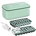 Eiswürfelschale aus Kunststoff, mehrschichtige hausgemachte Gefrorene Eiswürfelform Kühlschrank Eisbox mit Deckel Hause Eisbox, Kunststoff, grün,64-Fach