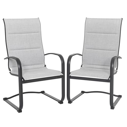 Image of NUU GARDEN Set of 2 Padded Patio Dining Chairs, C-Spring Motion, Gray