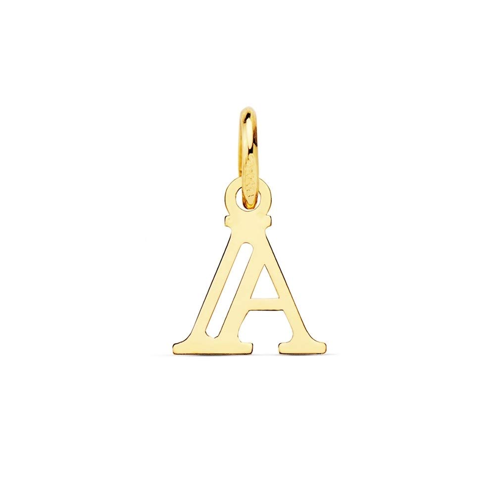 Colgante oro 18k letra A mayúscula 11mm. doble tira calada lisa