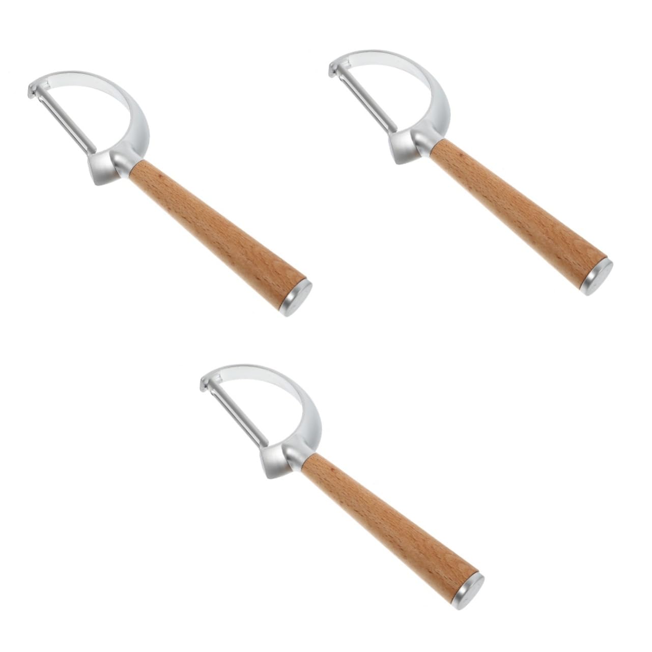 3piezas Pelador De Frutas y Verduras De Mango De Madera Pelador De Patatas Zanahorias y Pepinos Herramienta De Cocina Ergonómica y Práctica Para Uso Doméstico y Profesional