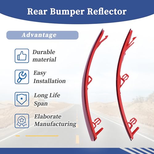 Image of Left & Right Side Set of 2 Rear Bumper Reflector 5C6945105B Compatible with VW Jetta 2015-2018 Replace VW1184104 5C6945106B VW1185104
