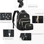 MATEIN Mini Backpack for Women, Waterproof Stylish Daypack Purse Shoulder Bag with USB Charging Port, Lightweight Small Casual Daily Travel Backpack, Lady Girls Gifts for Work School, 2pcs Sets, Black - Image 4