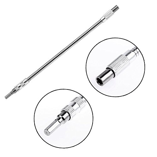 Jiayouy 2Pcs Black +2Pcs Silver Flexible Extension Screwdriver Bit Holder Magnetic Extention Hex Shaft Screw Power Drill Connection Tip 11.8 Inch #TOP3