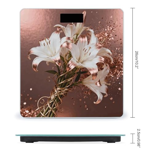 Báscula Digital Floral Oro Rosa para Baño Precisa y Estable miniatura 2