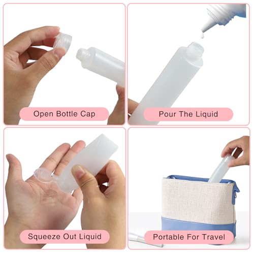 12 Pcs PE Empty Travel Size Bottles, 1oz and 1.7oz Refillable Squeeze Tubes Container for Shampoo Toothpaste Body Lotion Facial Cleanser4