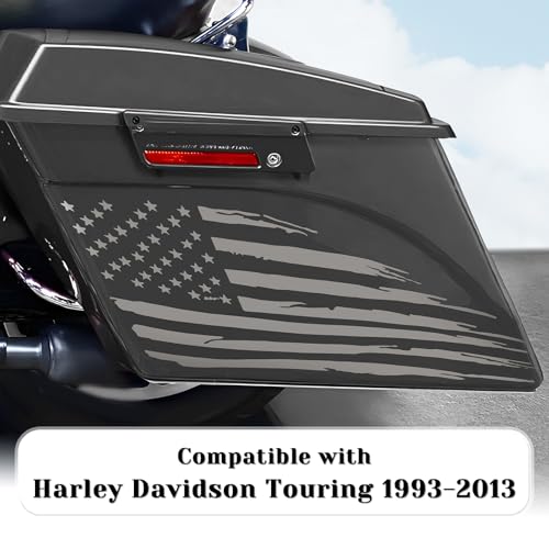 Image of Fits 1993-2013 Davidson American Flag Saddle Bag Side Decals Exterior SaddleBag Vinyl Cover Accessories Black