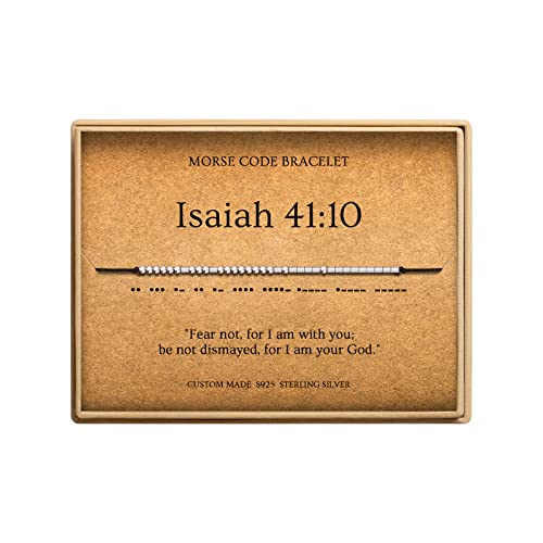 Loved Creations Morse Code Bracelets for Women Isaiah 41:10 Christian Bible Verse Bracelets Scripture S925 Sterling Silver Inspirational Faith Jewelry Religious Gifts for Women