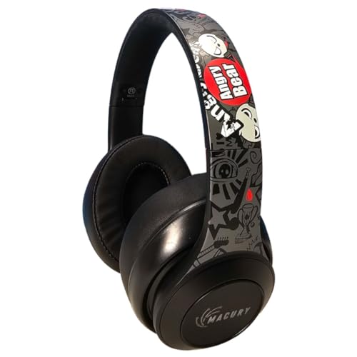 Macury Bluetooth Headphone, Over Ear, Foldable, Adjustable. Glowing Led Light, Noise Cancelling, Hifi Sound Quality (Black)