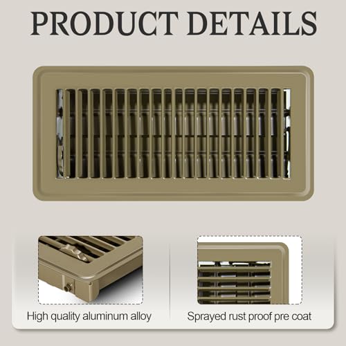 Grilles d'aération de plancher métal 10,2x25,4 cm ventilation maison mur