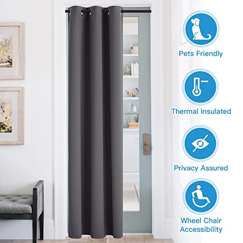 Image of RYB HOME Blackout Curtains Thermal Insulating Privacy Temporary Door Curtains for Bedroom Closet Doorway Accordion Door Interior Living Room Kids Nursery Dining, Wide 60 x Long 90 inch, Grey