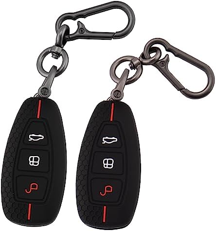 ERMWALR Car Key Full Cover Fit for Renault Clio Megane Koleos Kadjar Talisman Captur Espace Dacia Duster 4 Buttons Keyless Smart Card Case with Keychain 2 Pack (Rnl-BG)