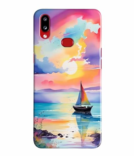 Image of Printed Hard Back Case Cover & Compatible for Samsung Galaxy A10S / Samsung Galaxy M01S | Vector Ship Nature Art (Multicolor) - D1209