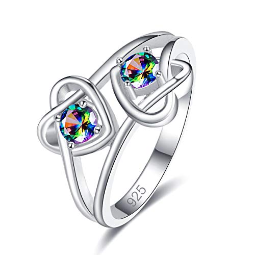 Emsione 925 Sterling Silver Plated Created Blue Topaz Womens Ring Best for Women Men