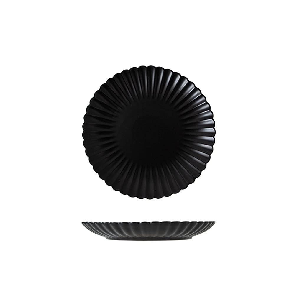 Assiette Plate en céramique, 20 cm, Multicolore, à Dessert, avec Bordure Fleurie, pour Restaurant, Cuisine, Mariage, fête, Assiette de Service, Noire, 20 cm