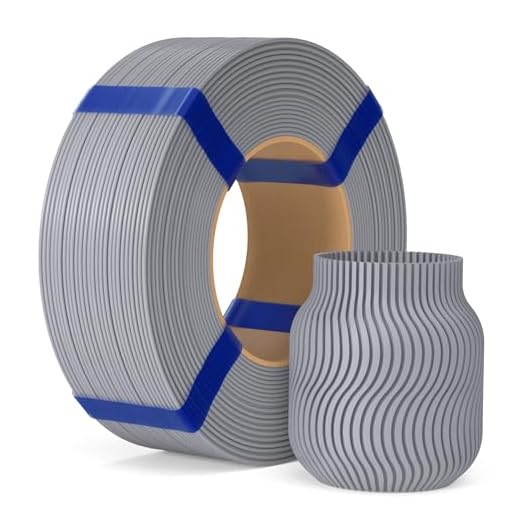 ELEGOO PLA Basic Refill Filament 1.75mm Gray 1KG, 3D Printer Filament No Spool Dimensional Accuracy +/- 0.02mm, 3D Printing PLA for Reusable Spool Refilling