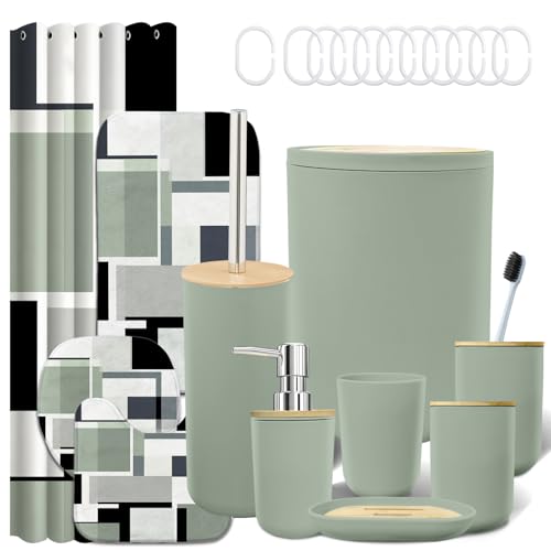 Green Bathroom Sets with Shower Curtain and Rugs, Bathroom Accessory