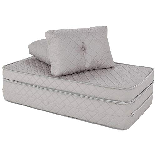 PUFF MULTIUSO BORDADO MATELASSE+TRAVESSEIRO 3EM1 CASAL CINZA