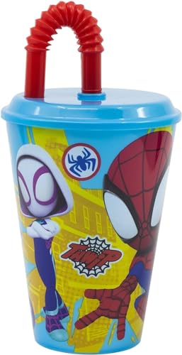 Golddunes Kids Character Sports Tumbler 430ML Drinking Re-usable Plastic Cup with Re-Usable Straw (Spidey) - Image 2