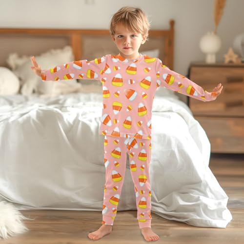 Pajama Sets Long Sleeve Halloween Sweet Candy Corn Soft Comfy Sleepwear 2 Piece PJS 3-8T 6