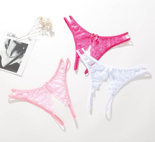 Image of Women Sexy Panties Plus Size Underwear Lace Thongs Low Rise G-String Cheeky Underpants