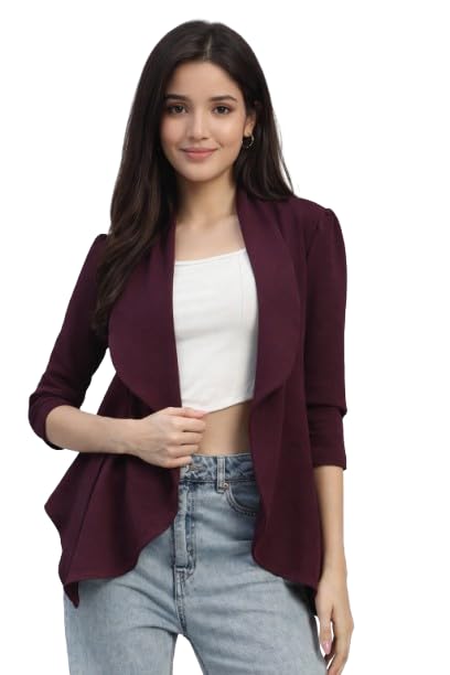 Messica Women’s Shawl Collar Blazer | Solid 3/4 Sleeve Blazer Coat | Regular Fit Polyester-Lycra Party & Casual Layering Jacket for Girls & Ladies-picture-12