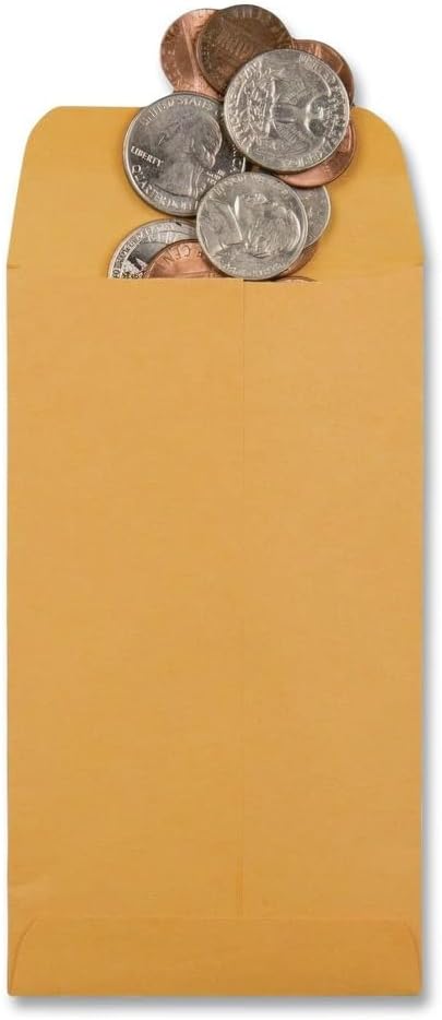 Quality Park Coin Envelopes,Size 5-1/2,28 lb,3-1/8"x5-1/2",500/BX,Kraft