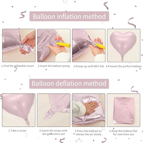 Image of Baby Pink Heart Balloons: 10PCS 18inch Pastel Pink Beige Foil Heart Balloons for Girls Birthday Baby Shower Valentines Decorations