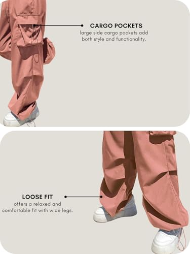Image of GRECIILOOKS Women's Cargo Pants|Trousers |High Waist Cotton Trouser |Flared Parachute Pants with Side Pockets | Cargo Pant|Elegant for College & Events