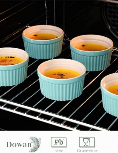 DOWAN Creme Brulee Schälchen, Souffle Förmchen Backofenfest, 6er, 235 ml – Ansicht 3