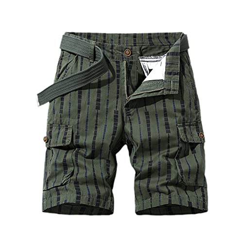 Short d'été en coton imprimé pour homme décontracté et tendance en vert