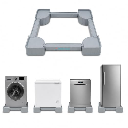 Image of BRAND VILLA Heavy Duty Washing Machine Stand for Top Load Washer & Single Door Refrigerator | Anti-Skid Plastic Base Stand | Easy to Assemble Durable Universal Appliance Stand (Grey)