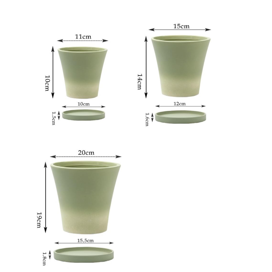 Amazon.co.jp: [ムリョ] グラデーション グリーン 植木鉢 プランター