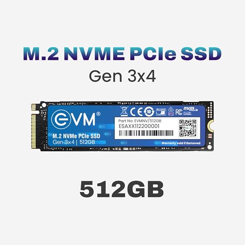 Image of EVM 512GB NVMe Gen 3x4 Internal SSD (2280) - Upto 3500MB /s Read & 2800MB /s Write | PCIe 3.0 M.2 Solid State Drive for Gaming, Laptops & Desktops | Shock Resistant & 5-Year Warranty (EVMNV /512GB)
