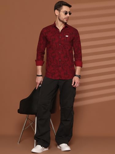 Image of Majestic Man Printed Pure Cotton Slim Fit Casual Shirt