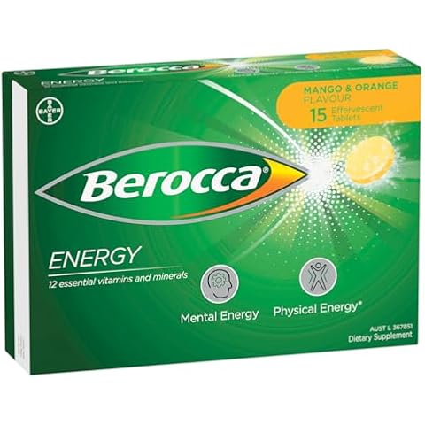 Berocca Energy Vitamin B & C Mango & Orange Flavour Effervescent Tablets 45 Count Cover